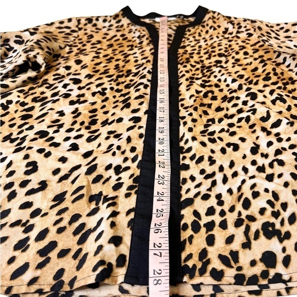 Calvin Klein Leopard Animal Print Split Neck Zipper Tunic Top Womens Size 3X - Picture 12 of 16